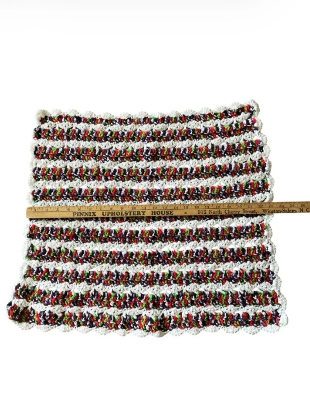 Handmade Knitted Multicolored Striped Baby Blanket